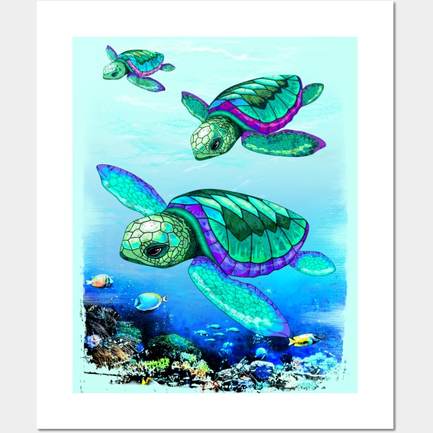 Sea Turtles Dance Wall Art by BluedarkArt